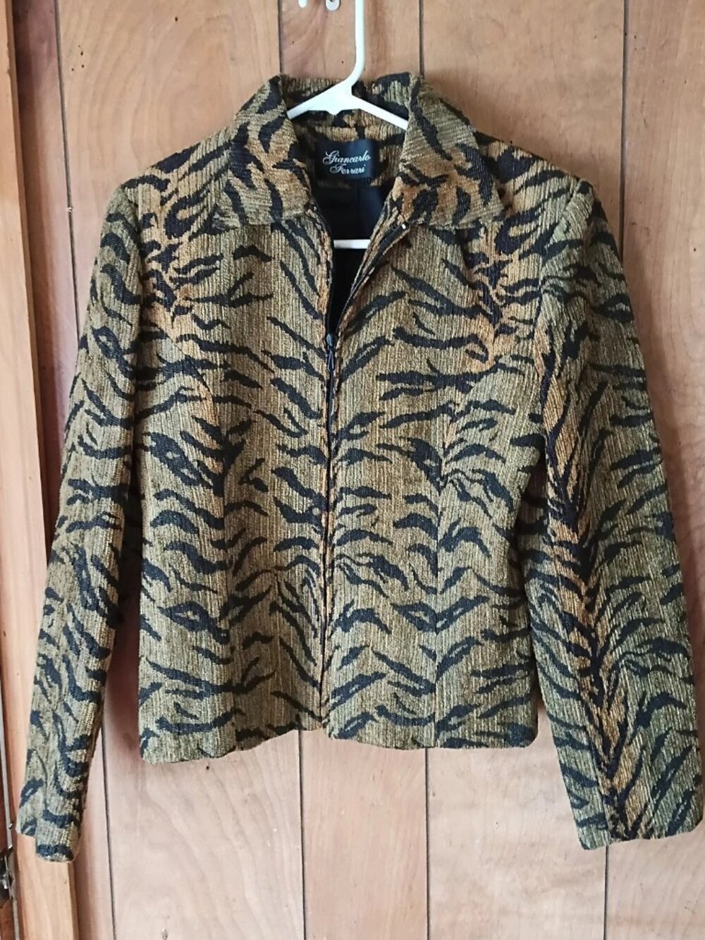 Giancarlo Ferrari Tiger Print Zip Jacket Women’s Size 8 Animal Print